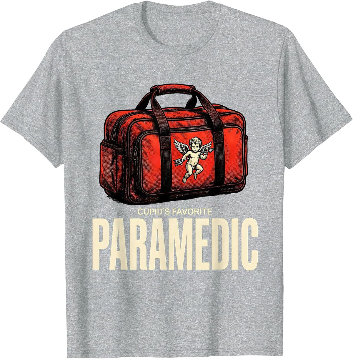 Men's Cupid's Favorite Paramedic Funny Valentine Role Humor T-Shirt - Heather Grey