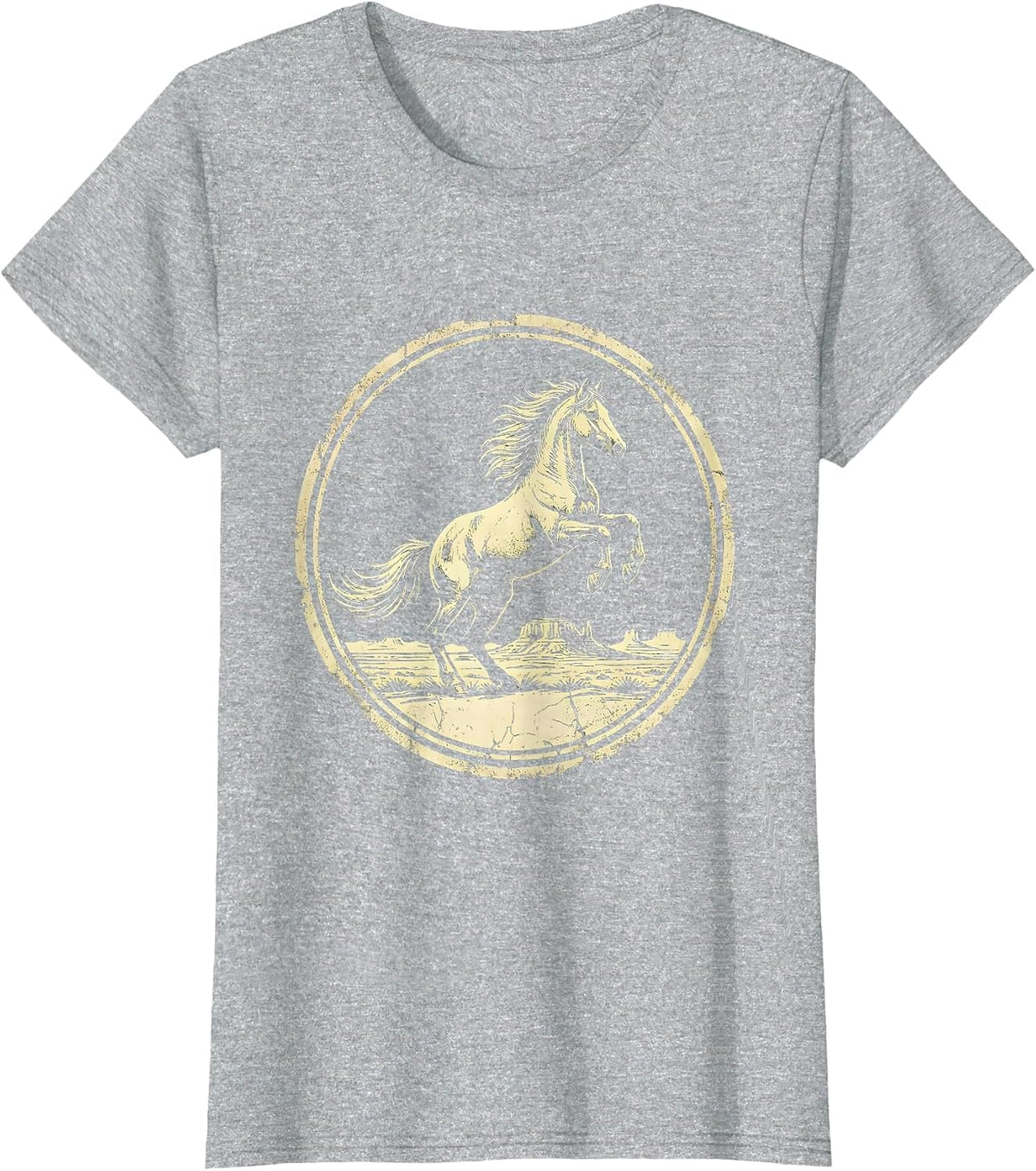 Women's Rearing Horse Desert Mesa Western Graphic T-Shirt - Heather Grey