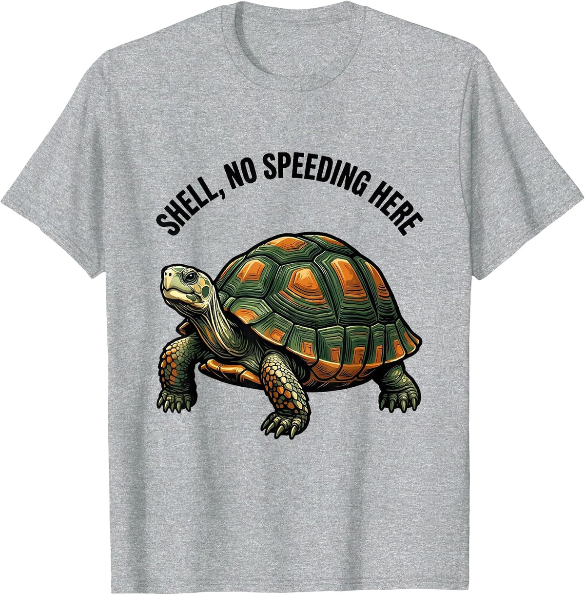 Men's Shell No Speeding Here Funny Turtle Lover Reptile Enthusiast T-Shirt - Heather Grey