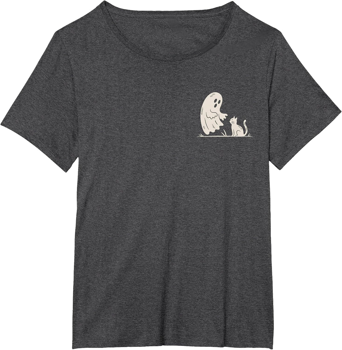 Cat Pocket Ghost Halloween Costume Men Women Kids T-Shirt - Dark Heather Grey