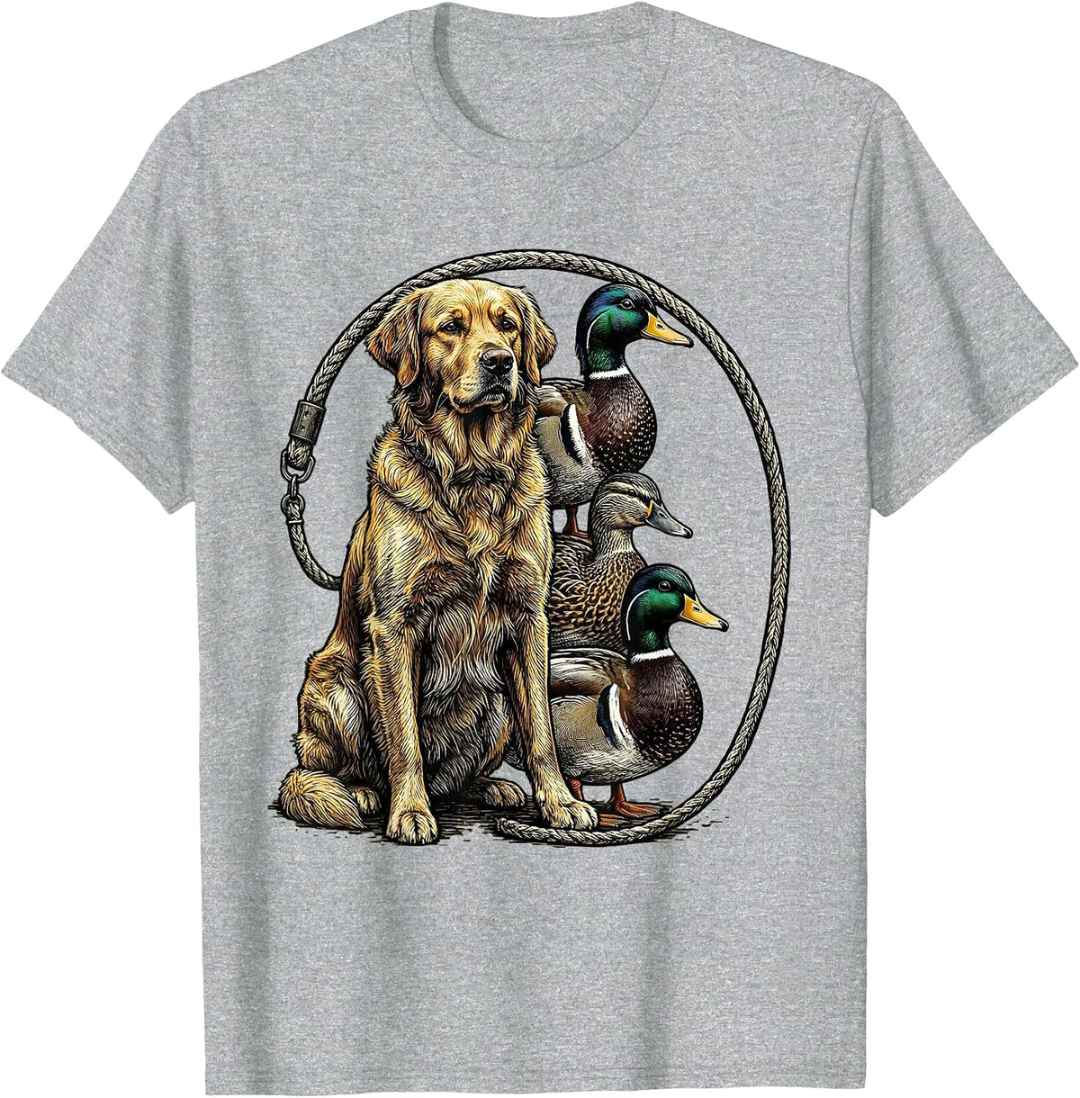 Men's Engraved Retriever Mallard Decoy Hunter Humor Gift T-Shirt - Heather Grey