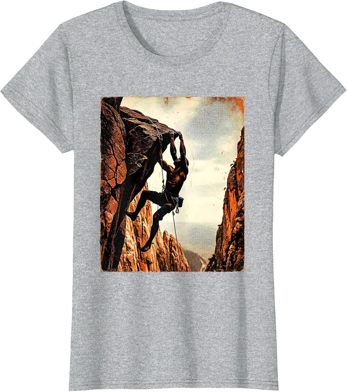 Rock Climber Reaching Summit Graphic Tee T-Shirt - Heather Grey
