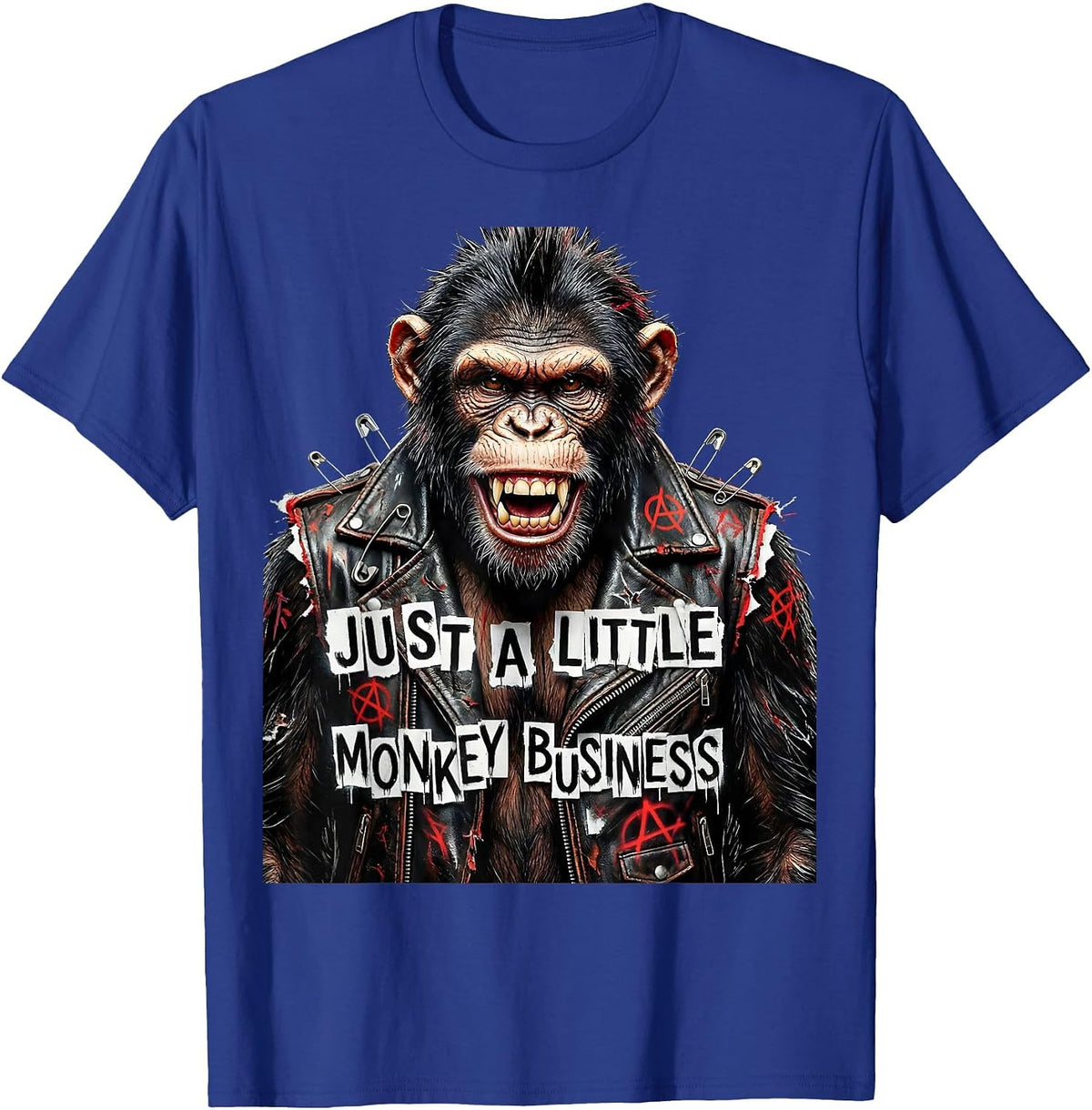 Just a Little Monkey Business Fun Primate Design T-Shirt - Royal Blue