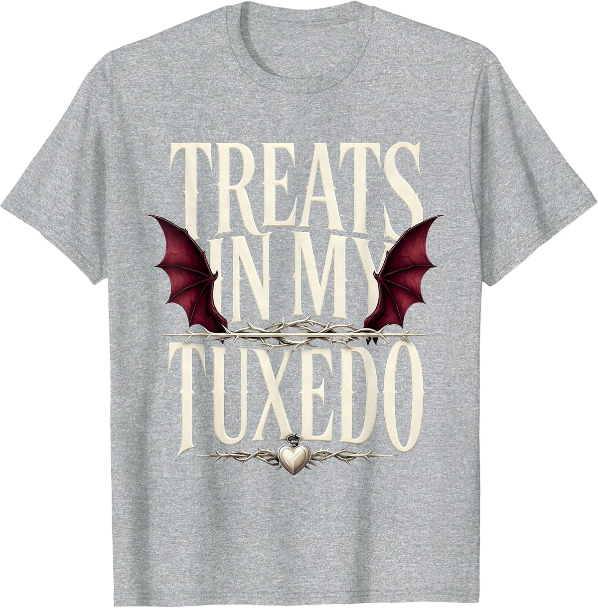 Men's Halloween Penguin Trick or Treat Tuxedo Design T-Shirt - Heather Grey