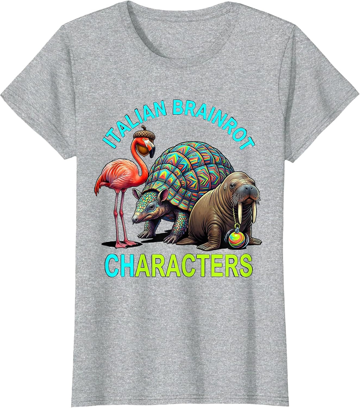 Women's Italian Brainrot Characters Funny Meme Kids Birthday T-Shirt - Heather Grey