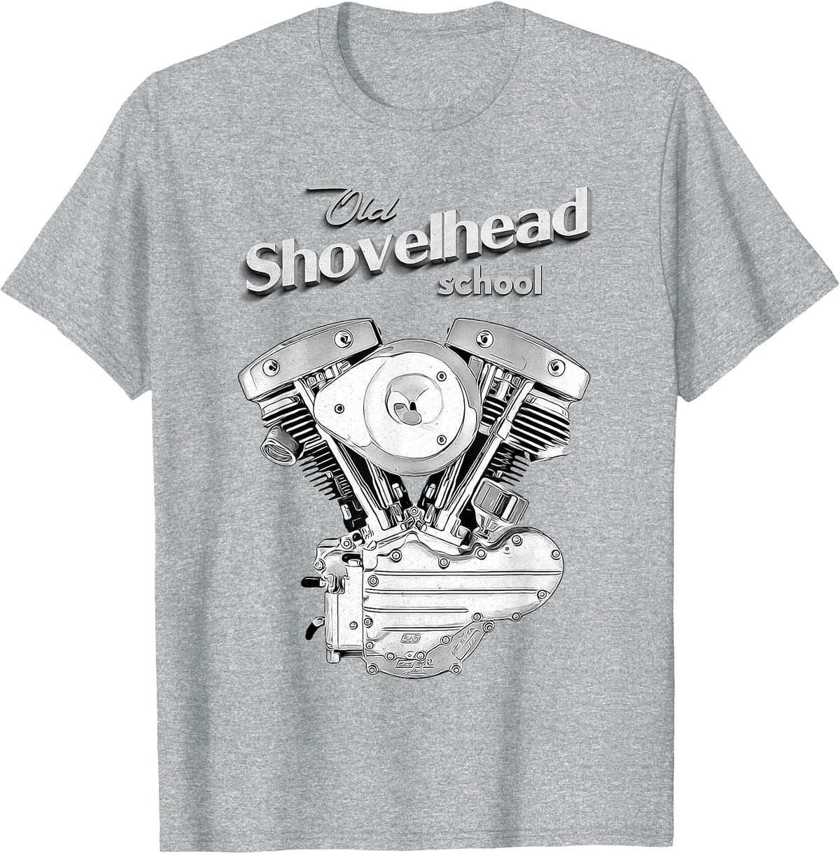 Vintage HD Shovelhead Motorcycle FLH Engine Motor Biker T-Shirt - Heather Grey