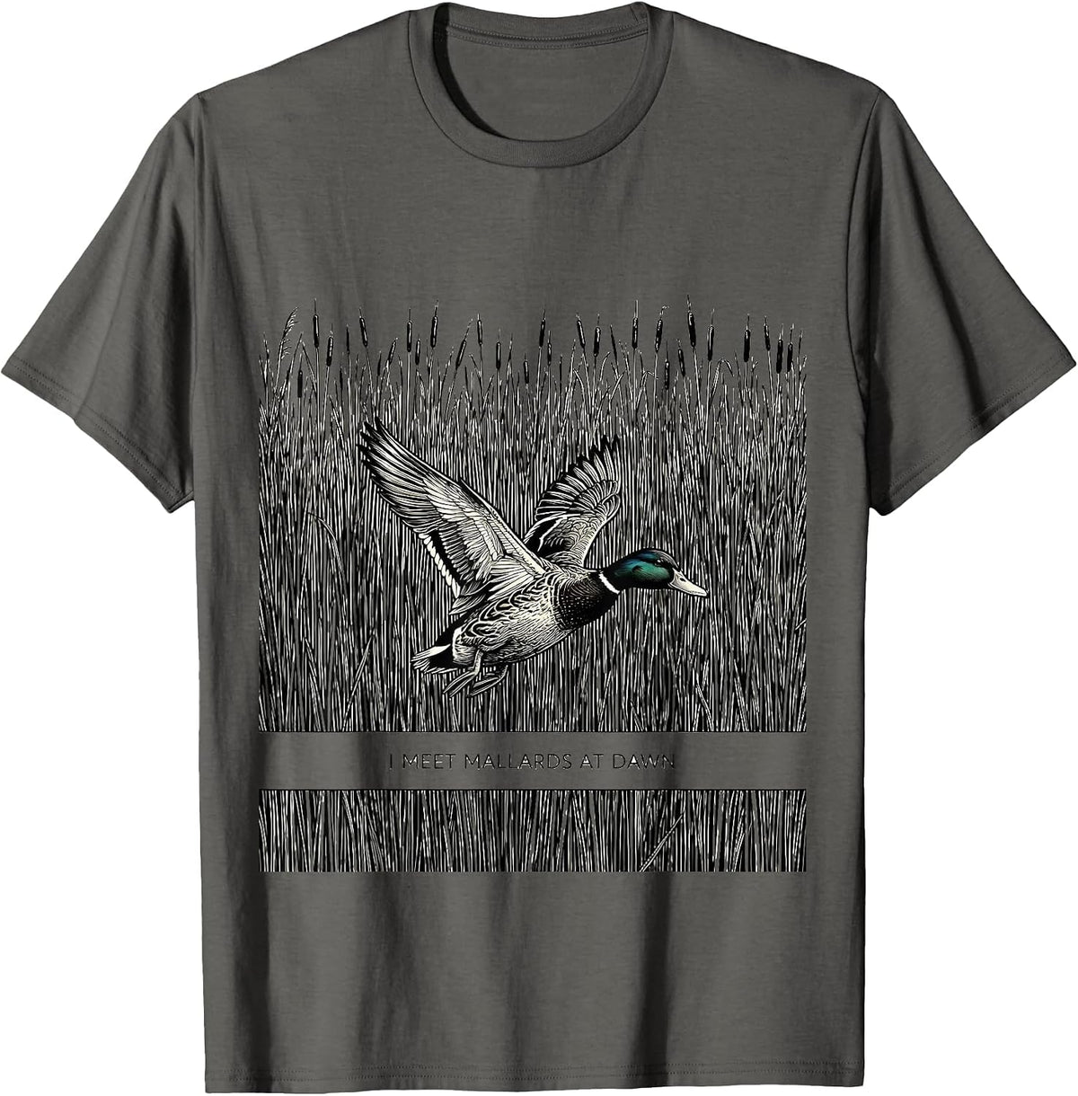 I Meet Mallards At Dawn Funny Duck Hunting Camouflage T-Shirt - Asphalt Grey
