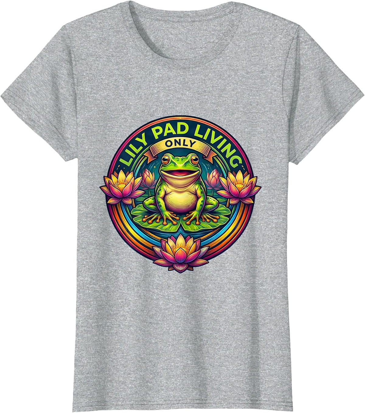 Lily Pad Living Only Frog Design T-Shirt - Heather Grey