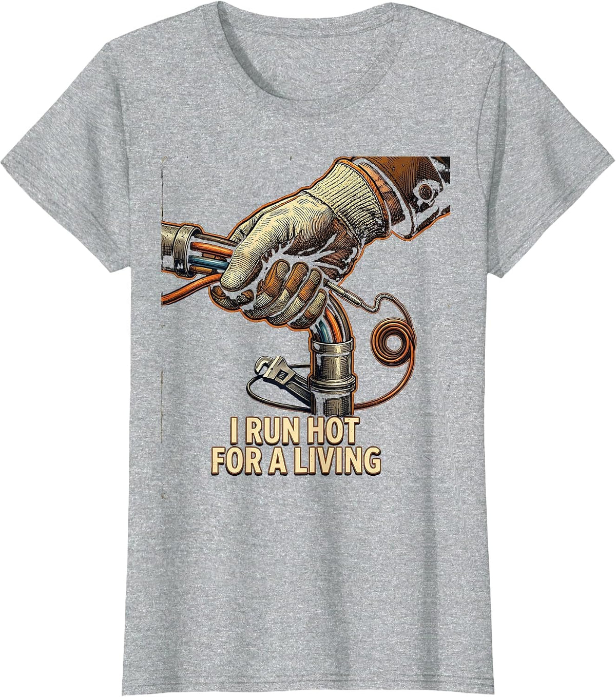 I Run Hot For A Living Vintage Electrician Sarcastic Humor T-Shirt - Heather Grey