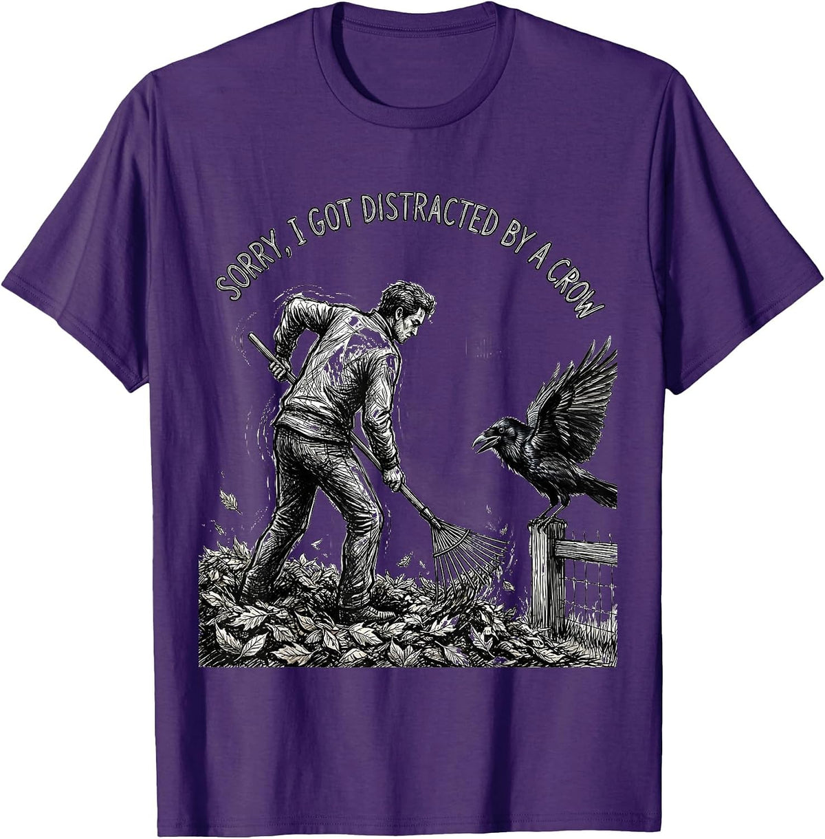Men's Sorry I Got Distracted By A Crow Funny Bird Lover Bird T-Shirt - Purple
