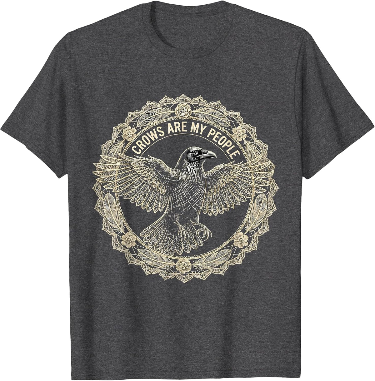 Men's Crows Are My People Crow Lover Design T-Shirt - Dark Heather Grey