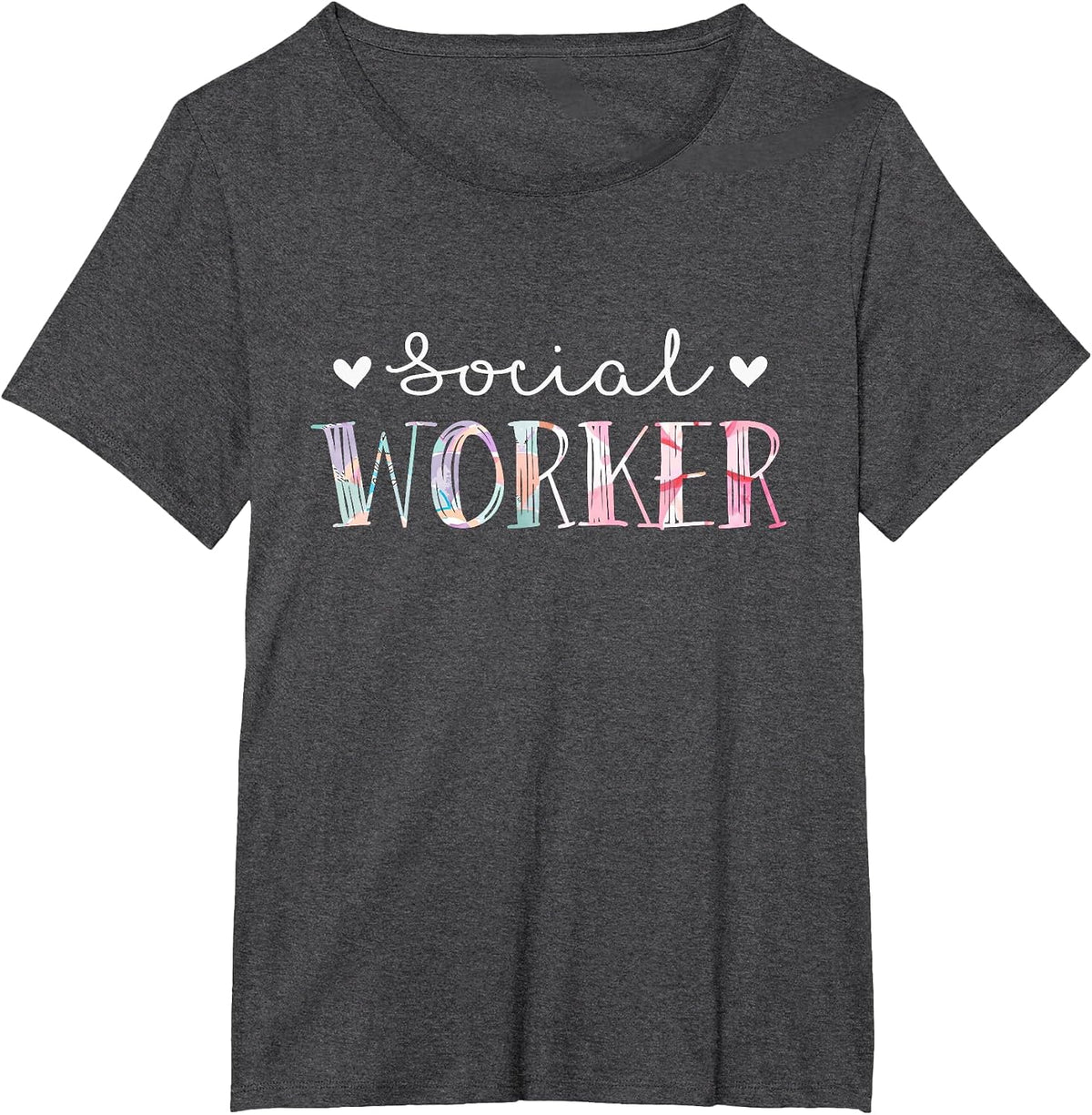 Social Worker Cute Floral Design T-Shirt - Dark Heather Grey