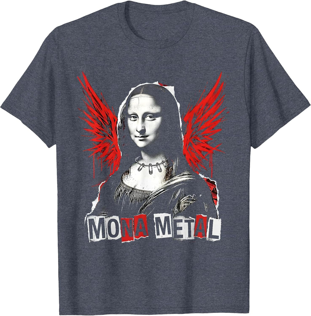 Mona Metal Funny Punk Metal Streetwear Art Lover T-Shirt - Heather Blue