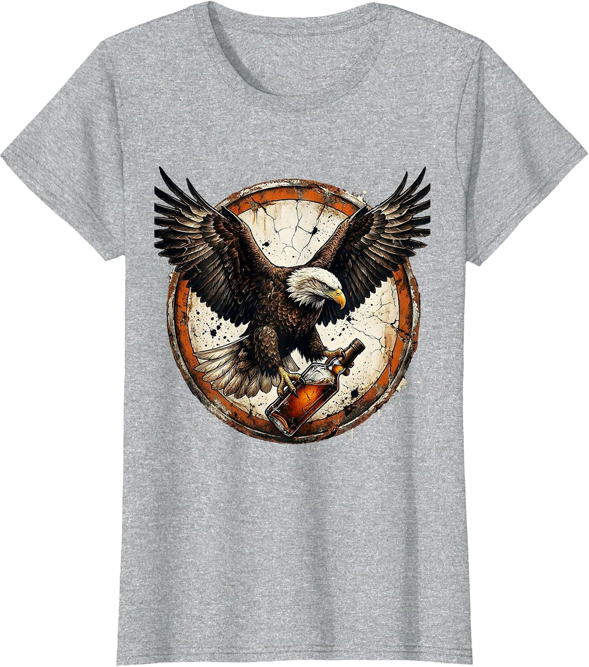 Eagle Whiskey Labor Day Graphic Design T-Shirt - Heather Grey