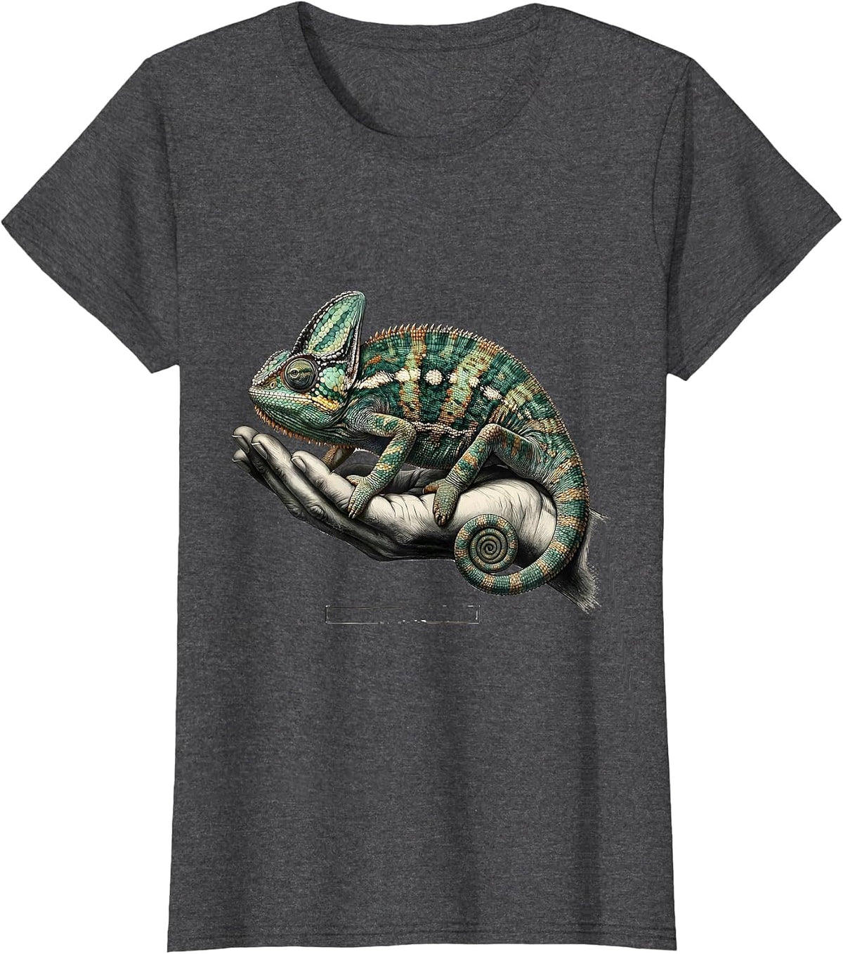Women's Crested Chameleon Botanical Pet Keeper Cute Reptile T-Shirt - Dark Heather Grey