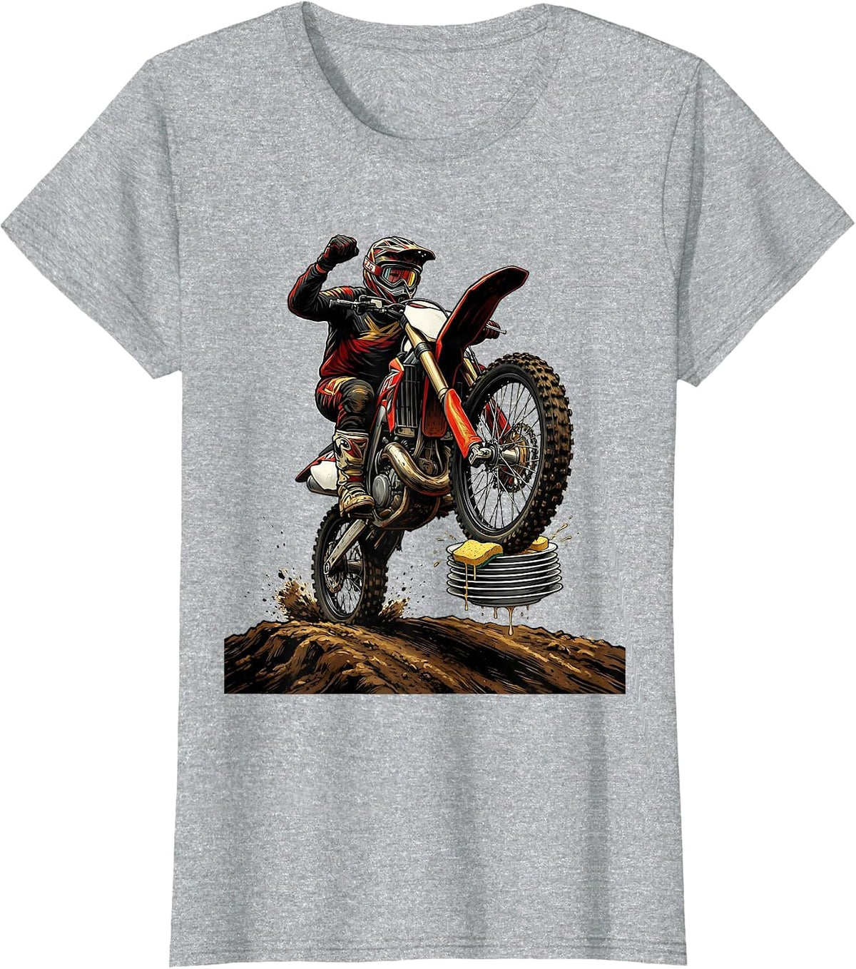 Dirt Bike Wheelie Rider Motocross Biker Pride T-Shirt - Heather Grey