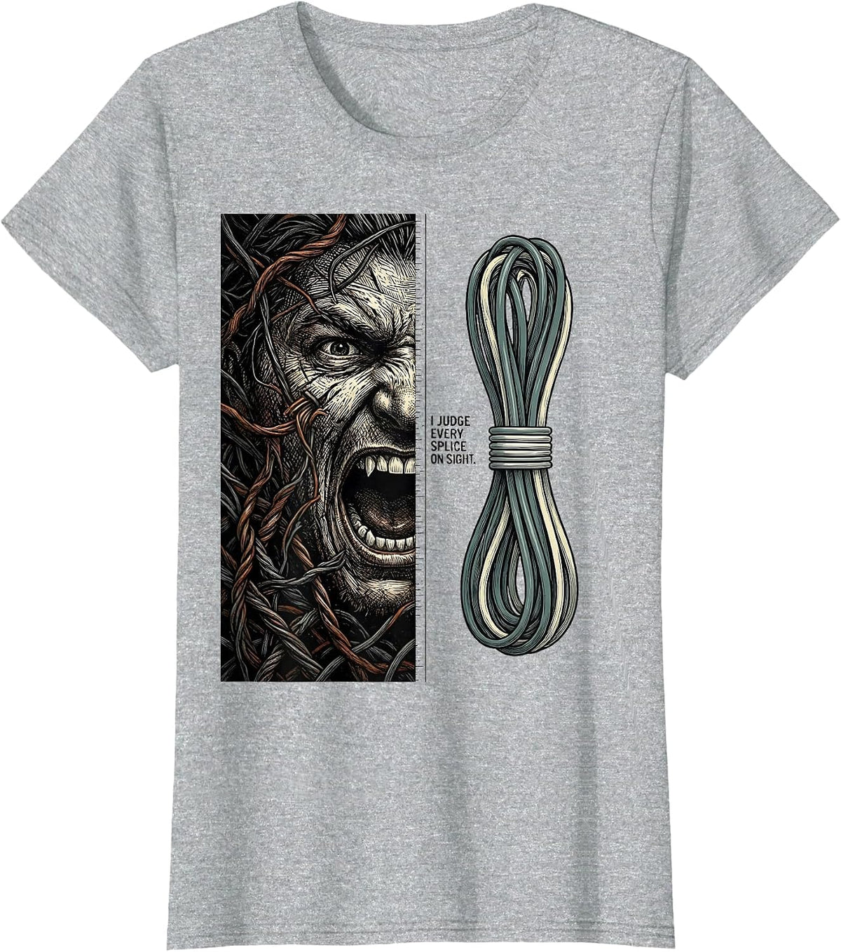Women's I Judge Every Splice On Sight Funny Electrician Skeleton T-Shirt - Heather Grey