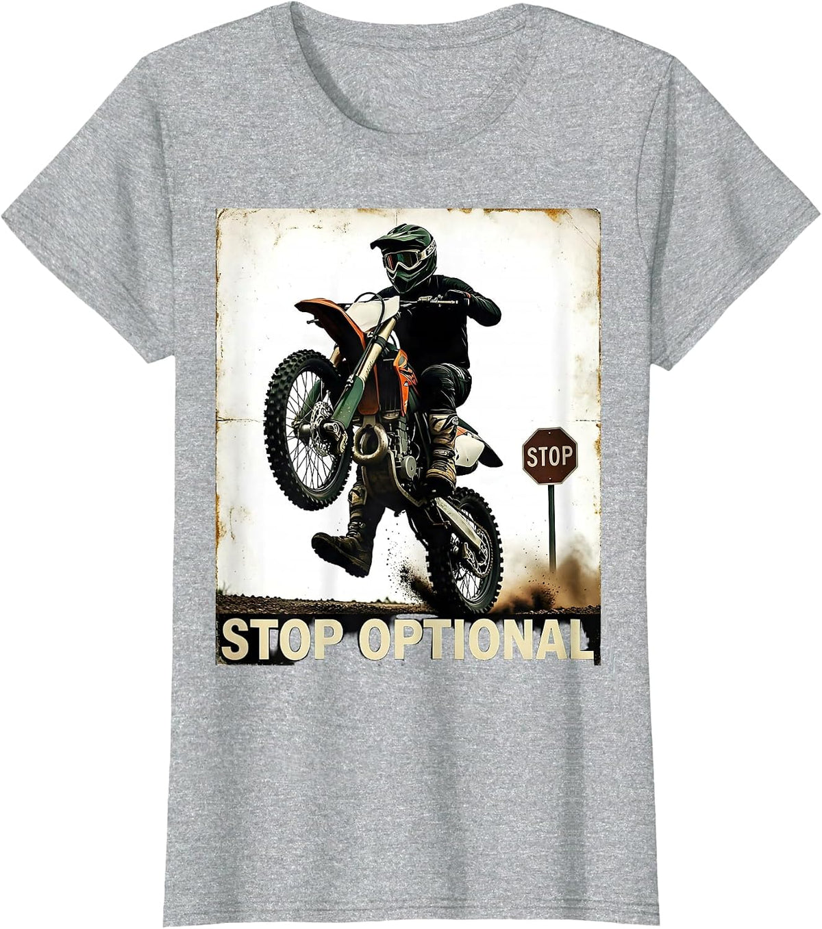 Vintage Motocross Rider Dirt Bike Crash Humor T-Shirt - Heather Grey