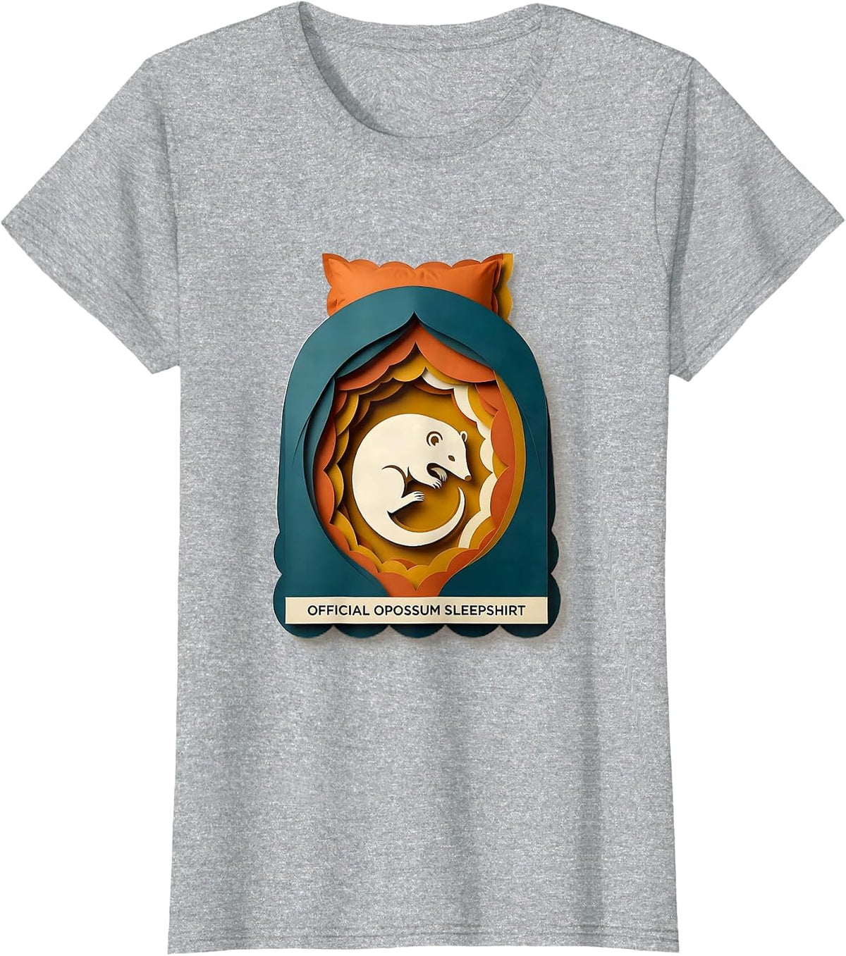 Official Opossum Sleepshirt Cute Animal Lover Pajama Humor T-Shirt - Heather Grey