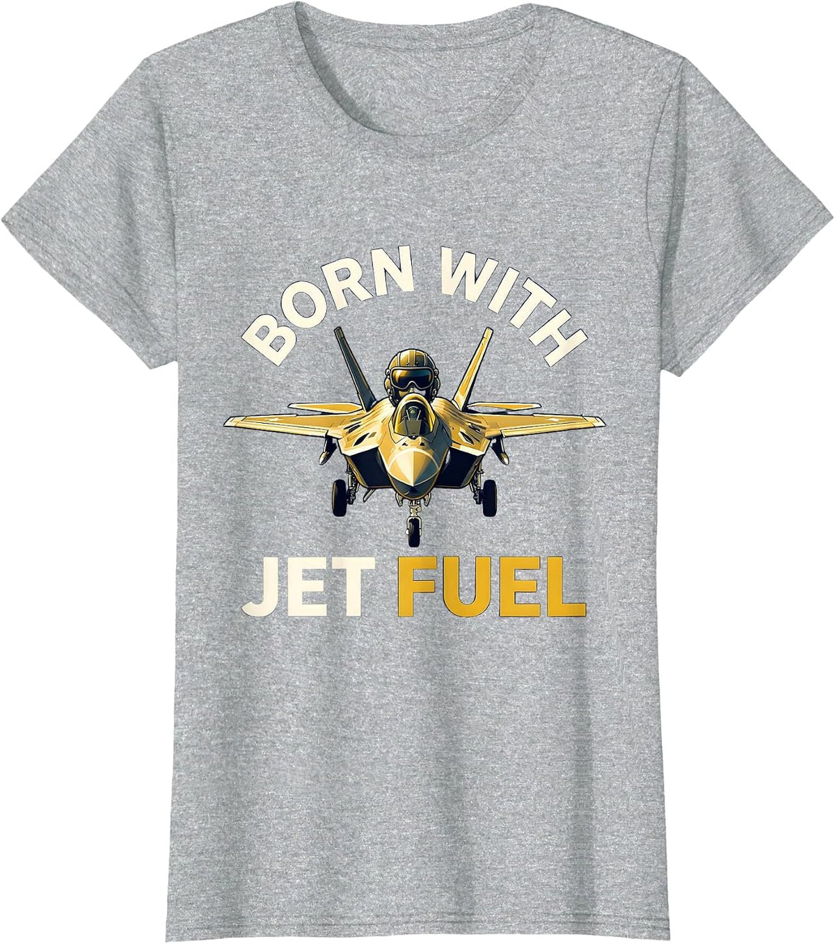 Born With Jet Fuel Air Force Graphic Design T-Shirt - Heather Grey