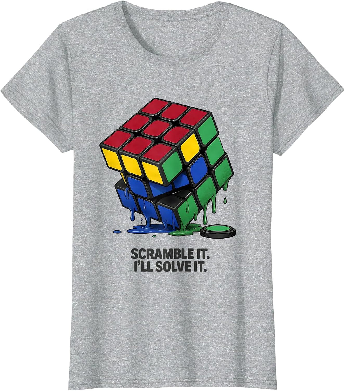 Women's Scramble It. I'll Solve It Funny Speed Cubing Puzzle Lover T-Shirt - Heather Grey