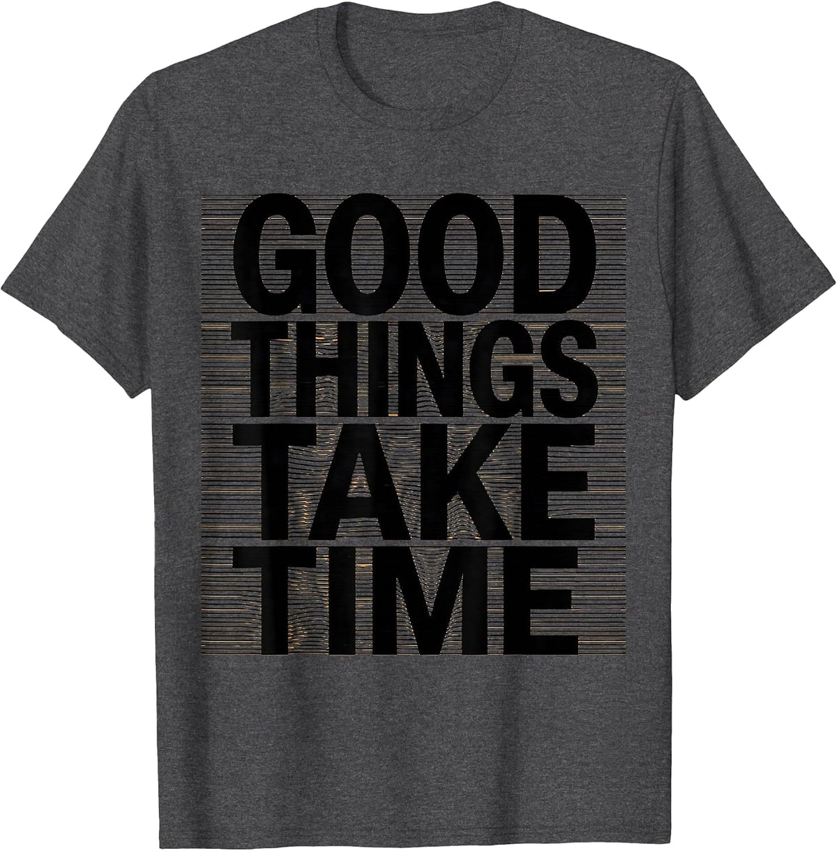 Men's Good Things Take Time Turtle Nature Design T-Shirt - Dark Heather Grey