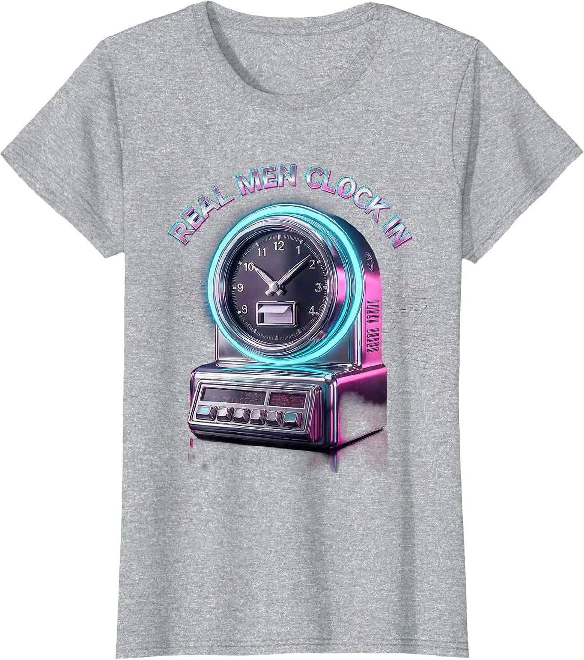 Real Men Clock In Blue Collar Worker Design T-Shirt - Heather Grey