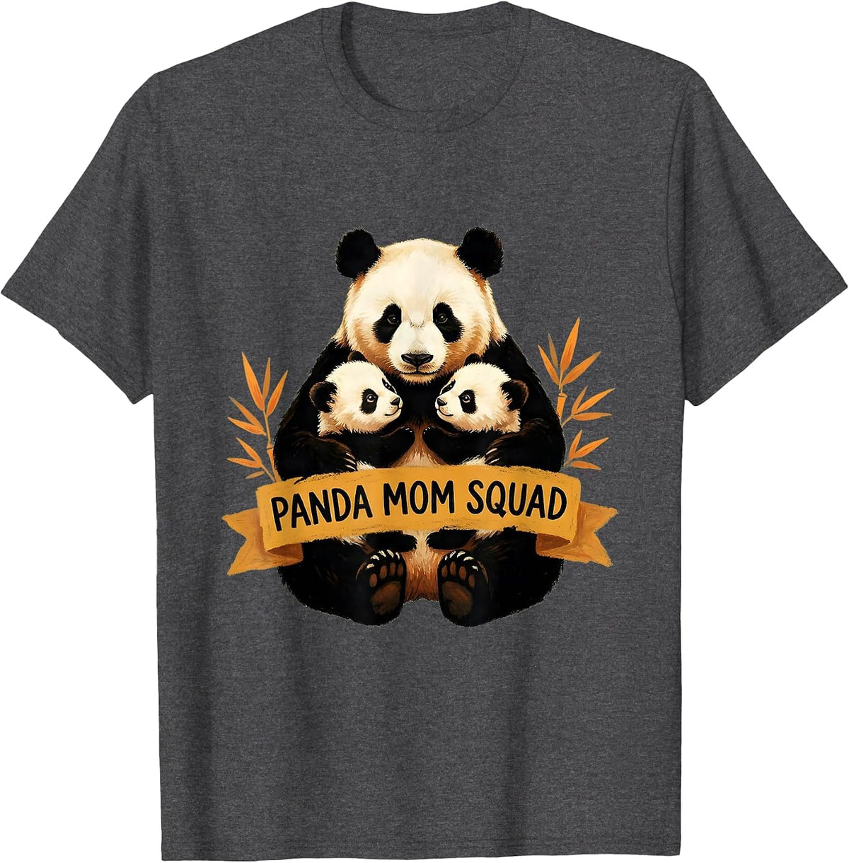 Men's Panda Mom Squad Cute Bear Lover Design T-Shirt - Dark Heather Grey