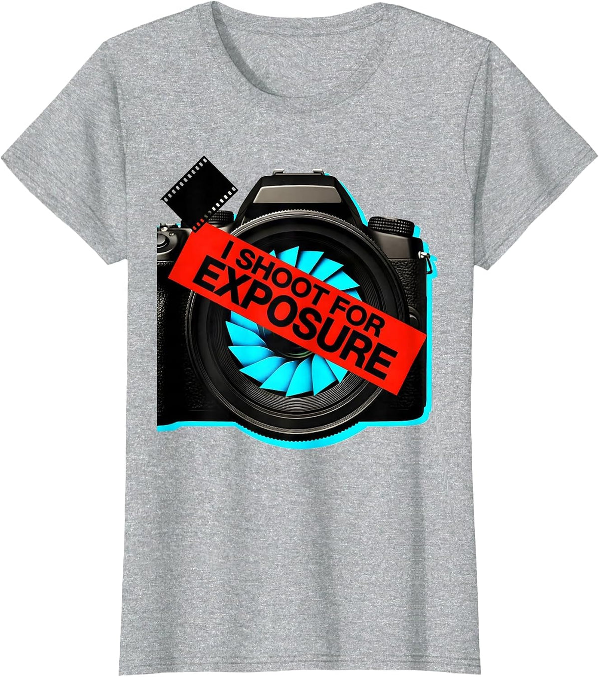 Women's I Shoot For Exposure Funny Photography Hobbyist Camera T-Shirt - Heather Grey