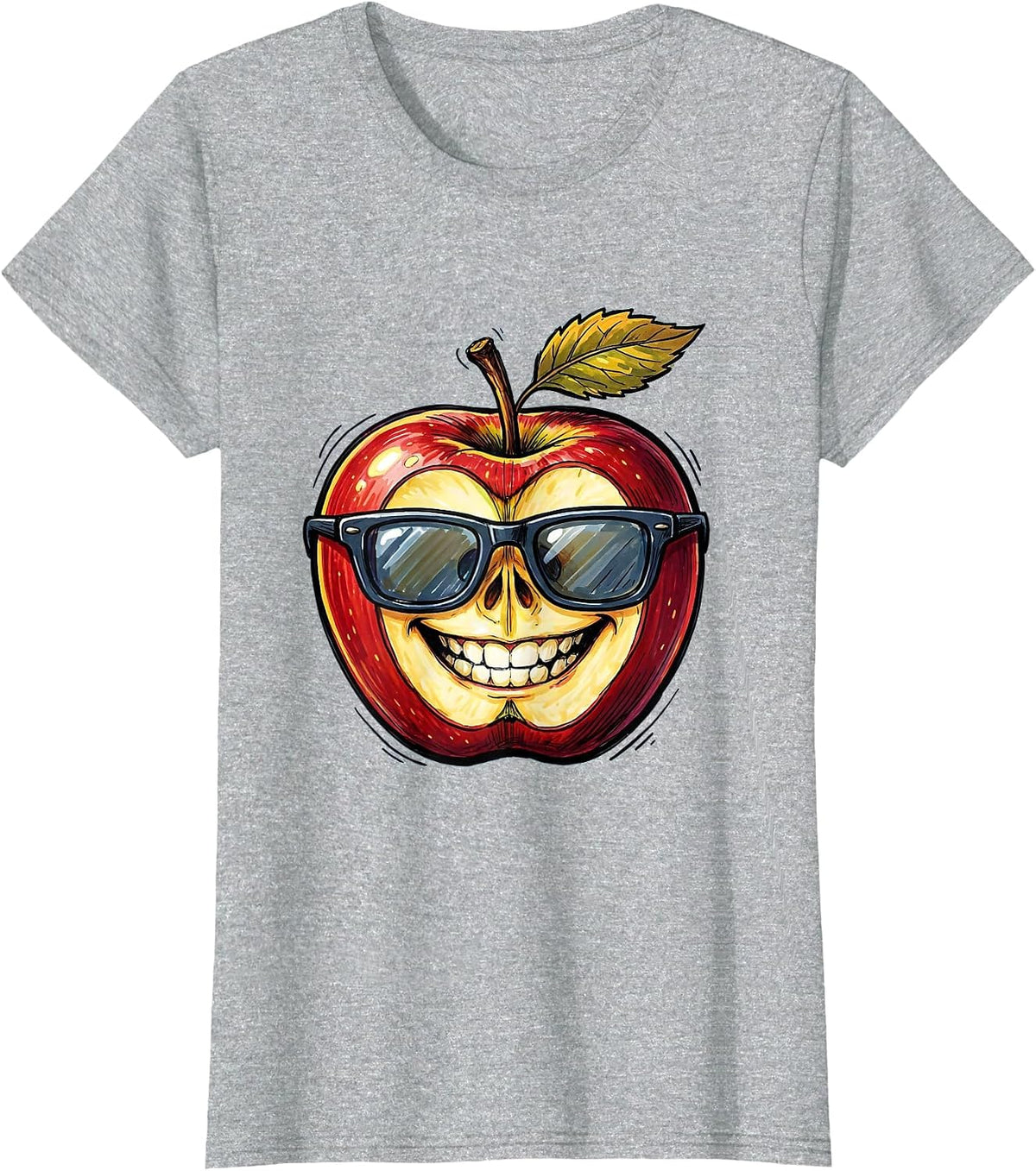 Women's Friyay Cool Apple Teacher Graphic Design T-Shirt - Heather Grey