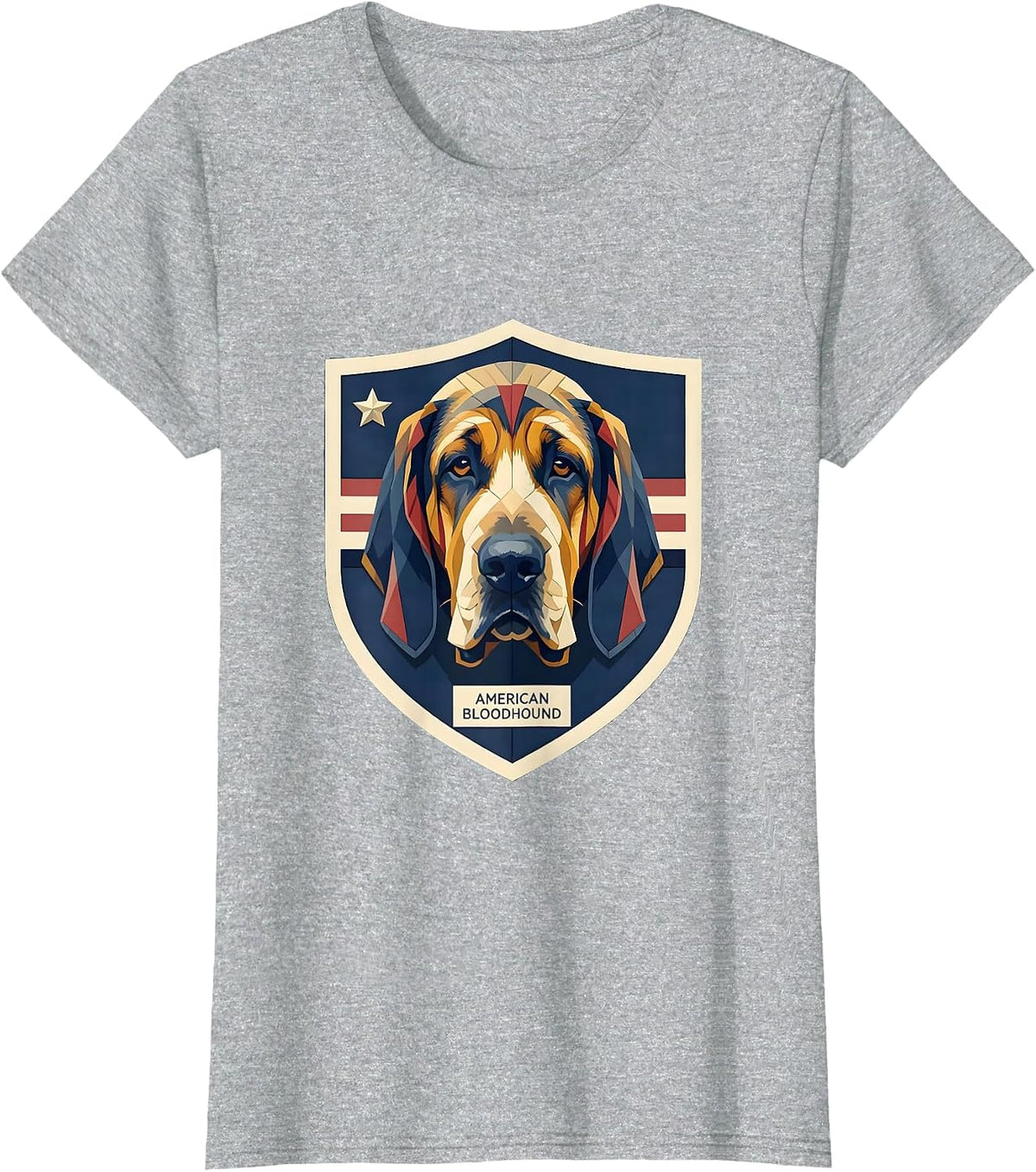 Women's American Bloodhound Patriotic Bloodhound Dog Lover 4th T-Shirt - Heather Grey