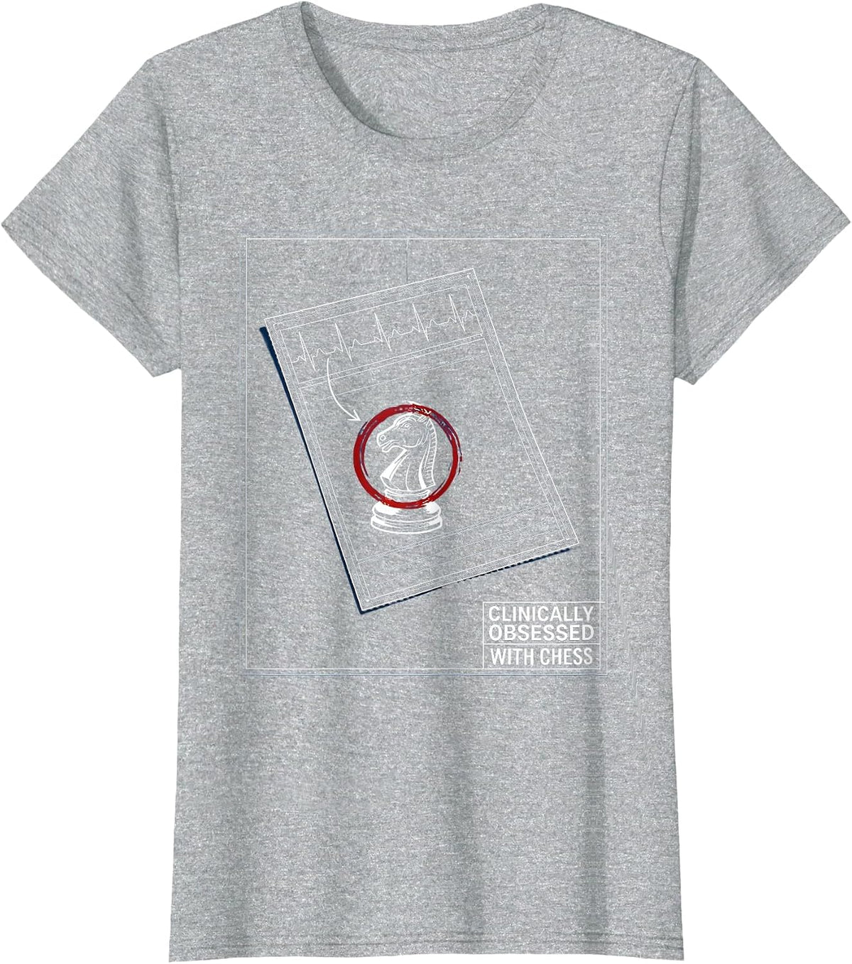 Clinically Obsessed With Chess Blueprint Chess Lover T-Shirt - Heather Grey