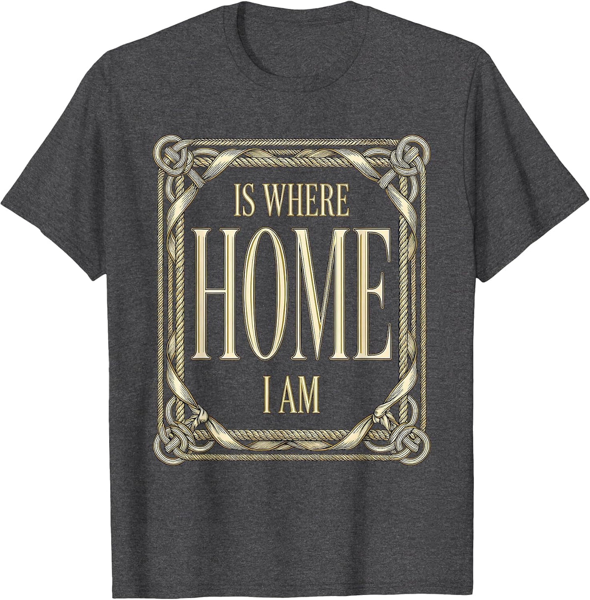 Home Is Where I Am Turtle Wanderer Design T-Shirt - Dark Heather Grey