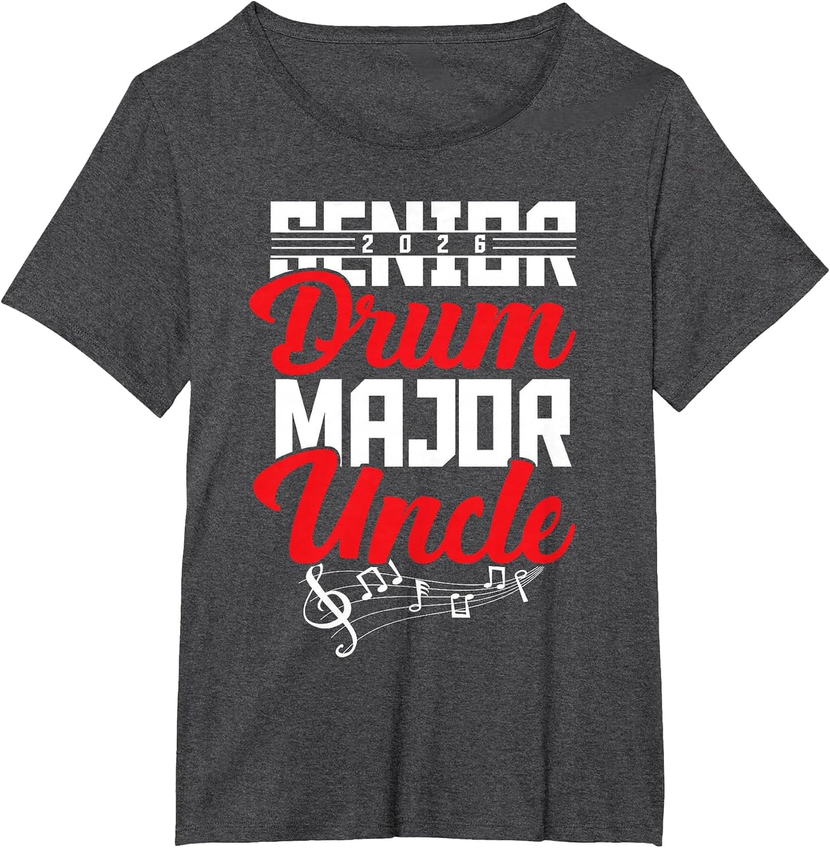 2026 Senior Drum Major Uncle Graduation Matching T-Shirt - Dark Heather Grey