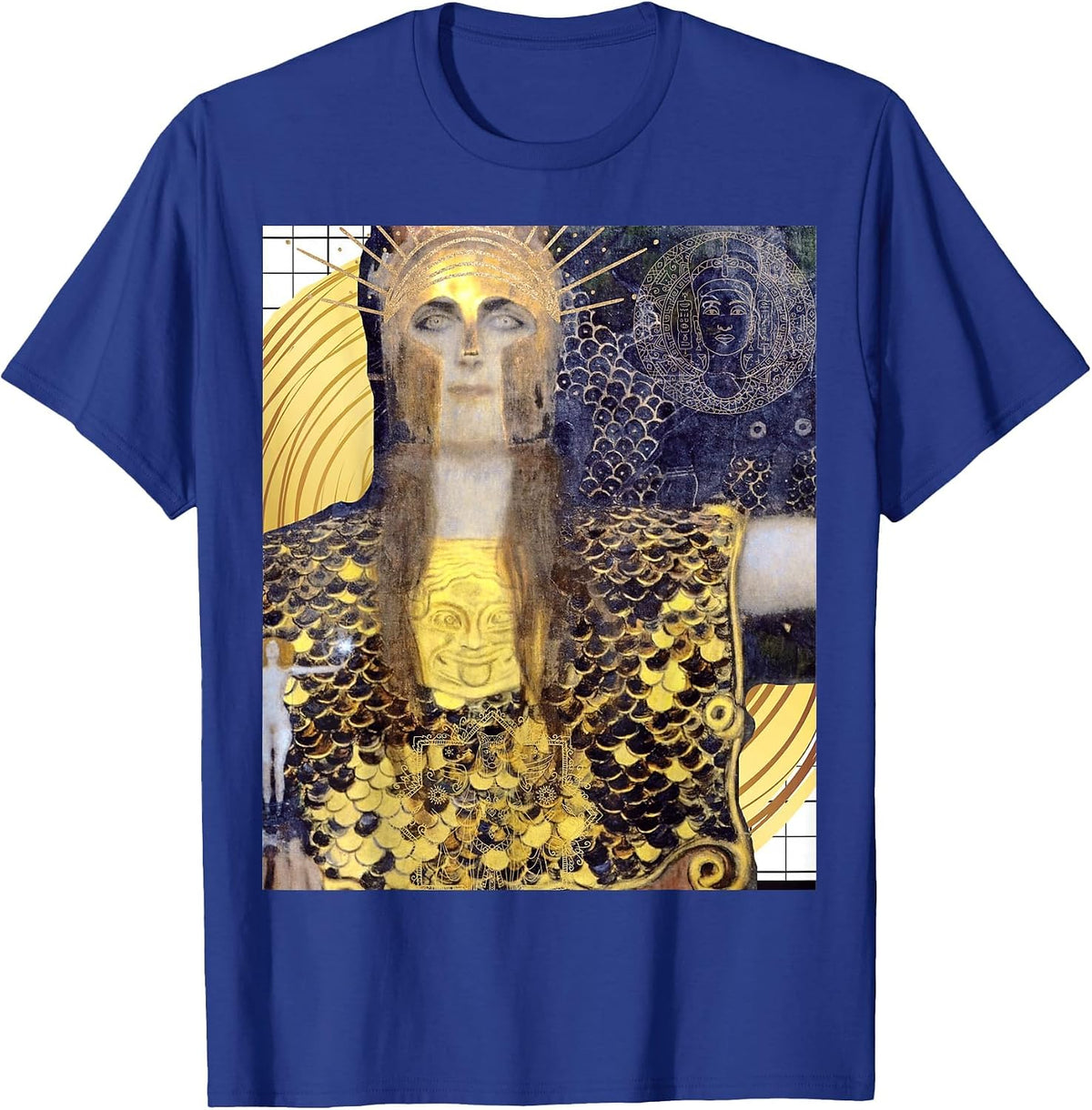 Athena Greek Goddess Art War and Peace Klimt's Pallas Athena T-Shirt - Royal Blue
