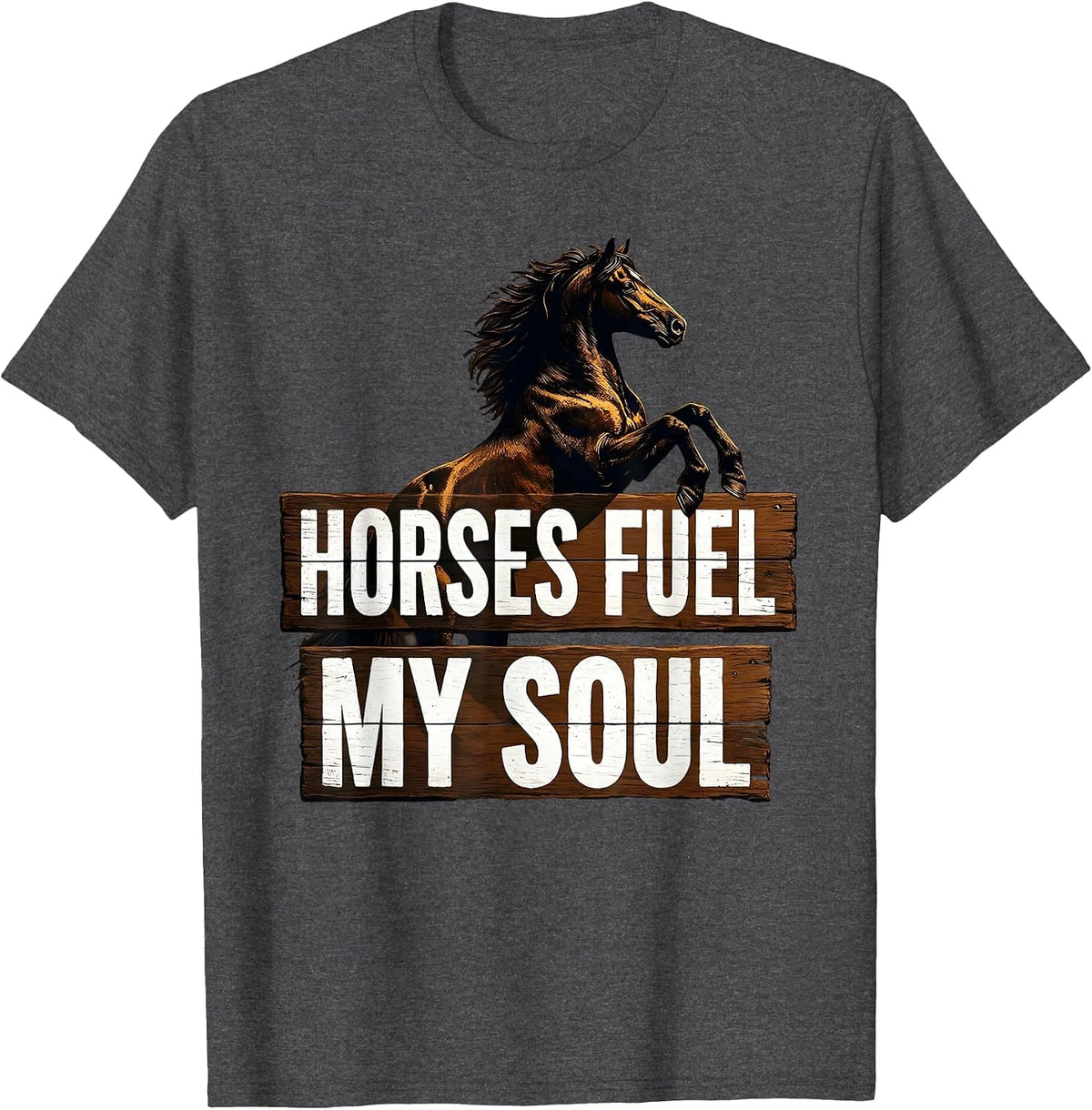 Men's Horses Fuel My Soul Equestrian Design T-Shirt - Dark Heather Grey