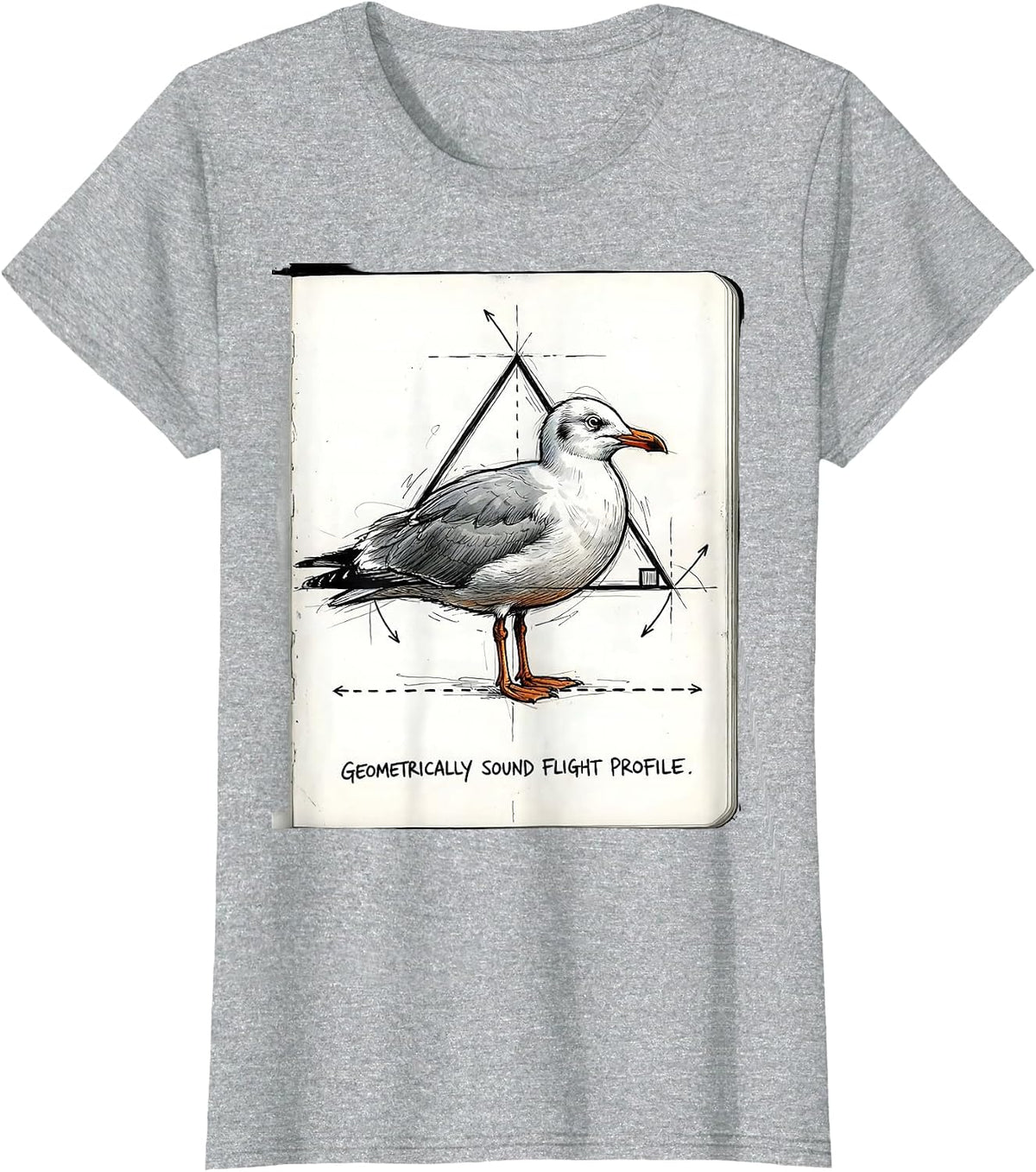 Geometrically Sound Flight Profile Funny Math Teacher T-Shirt - Heather Grey
