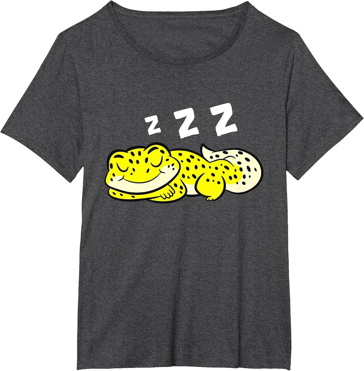 Leopard Gecko Reptile Lizard Sleeping Leopard Gecko Pajama T-Shirt - Dark Heather Grey