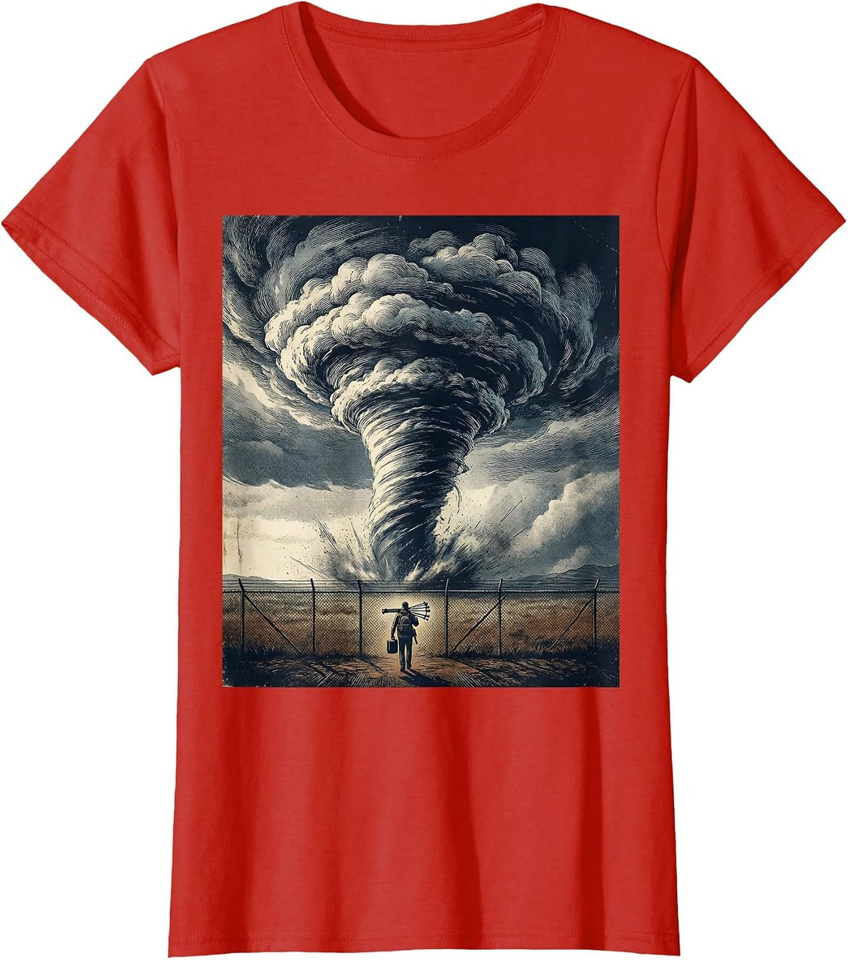 Wedge Funnel Storm Chaser Meteorology Vintage T-Shirt - Red