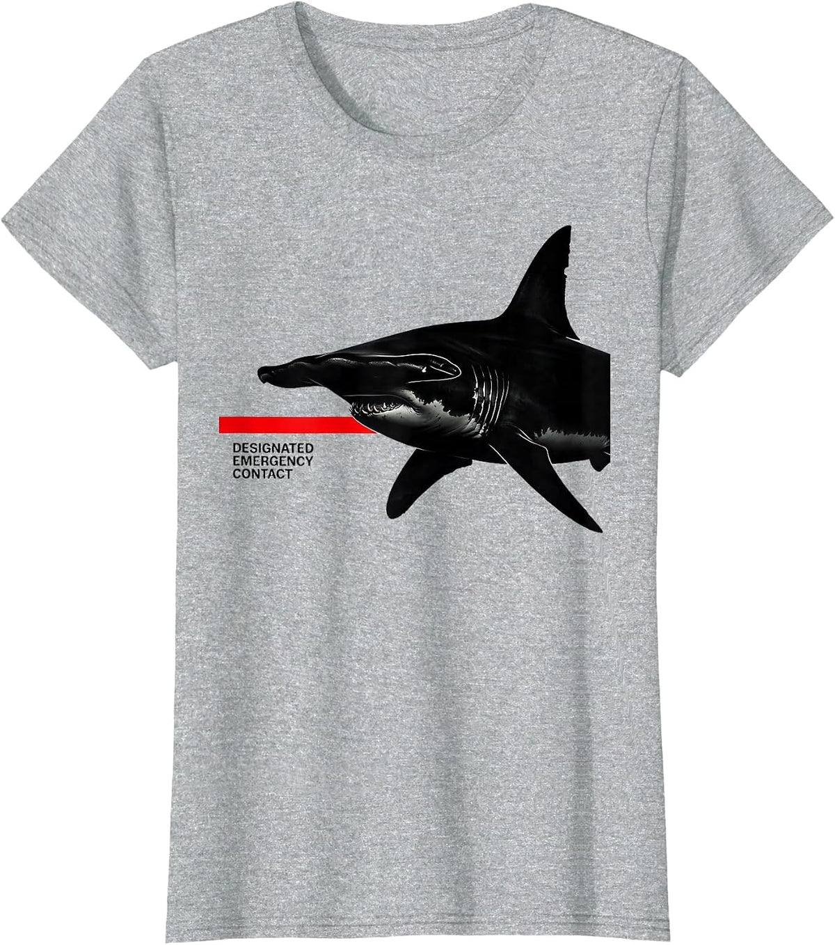 Women's Designated Emergency Contact Funny Shark Lover Ocean T-Shirt - Heather Grey