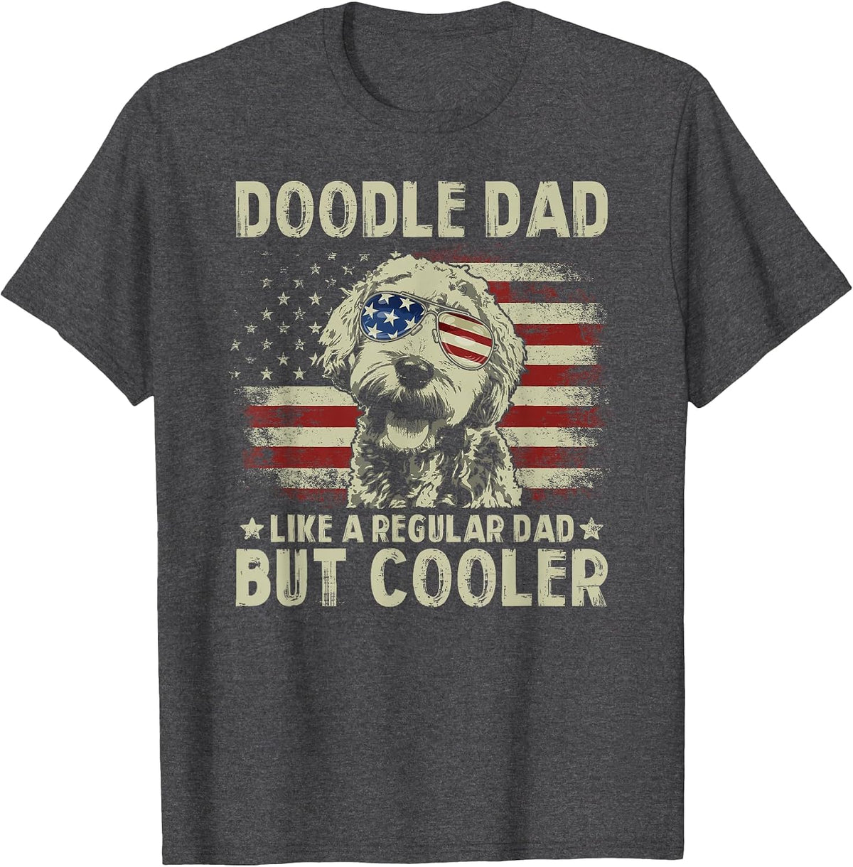 Vintage USA Flag Goldendoodle Doodle Dad Fathers Day Men T-Shirt - Dark Heather Grey