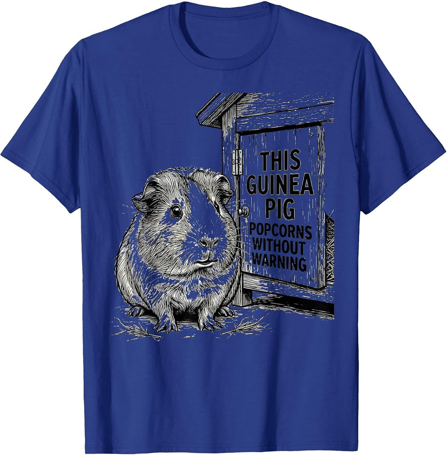 This Guinea Pig Popcorns Without Warning Funny Pig Lover T-Shirt - Royal Blue