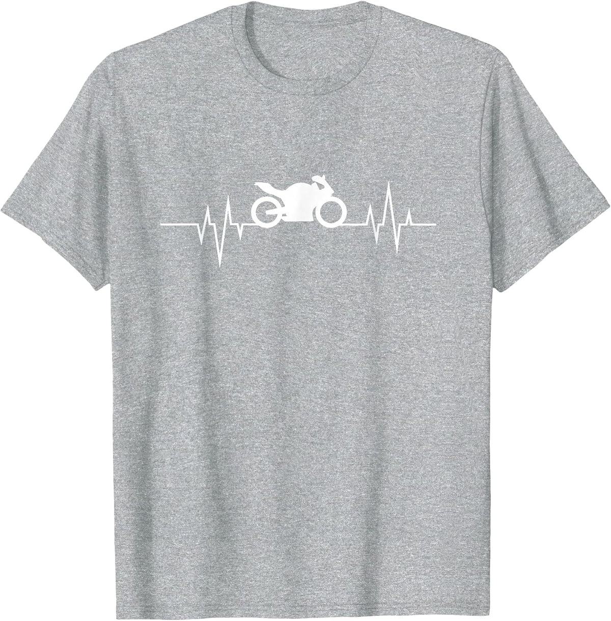 Motorcycle Heartbeat for Motorcyclist and Biker T-Shirt - Heather Grey