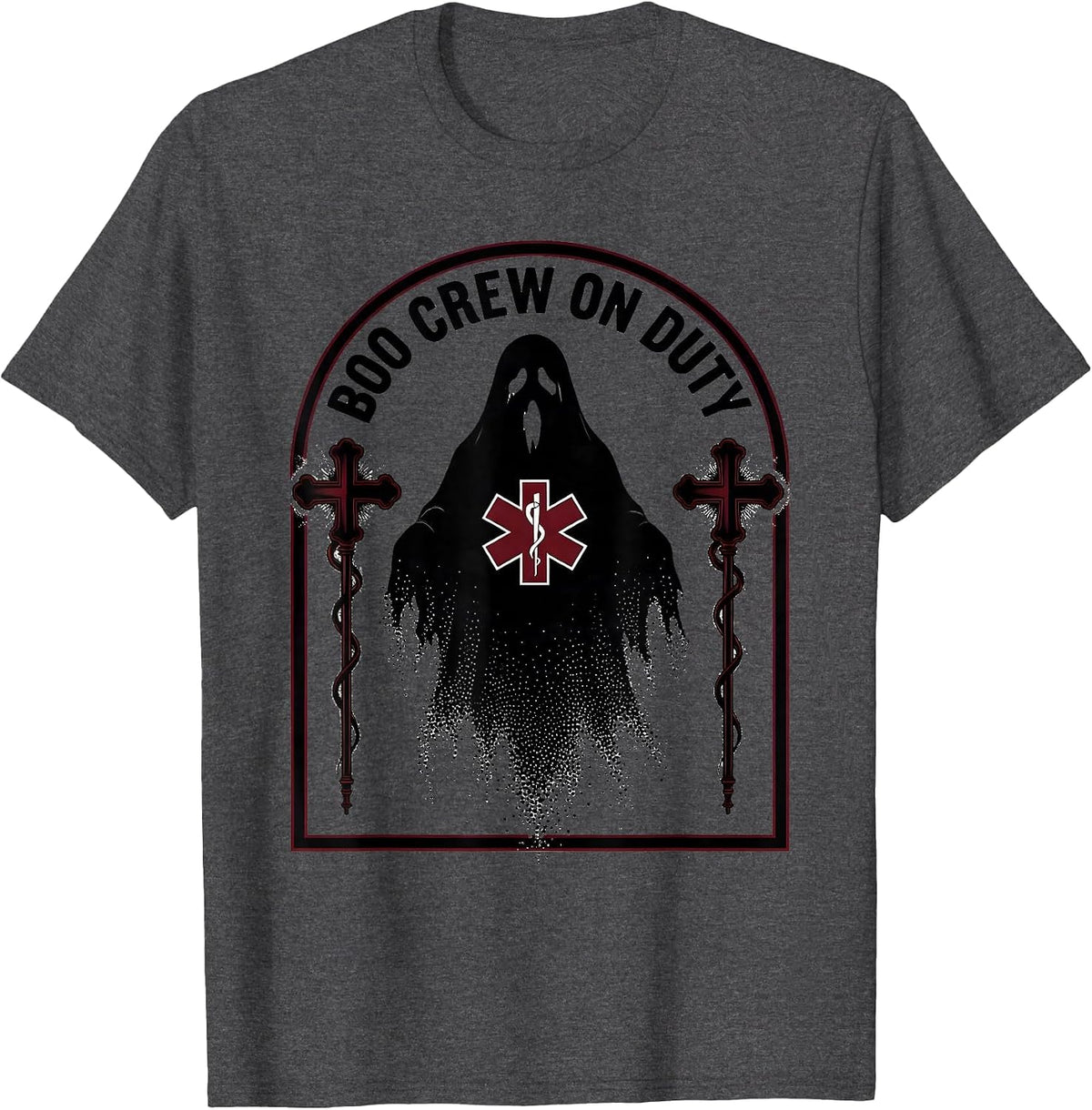 Men's Boo Crew On Duty Paramedic Halloween Design T-Shirt - Dark Heather Grey