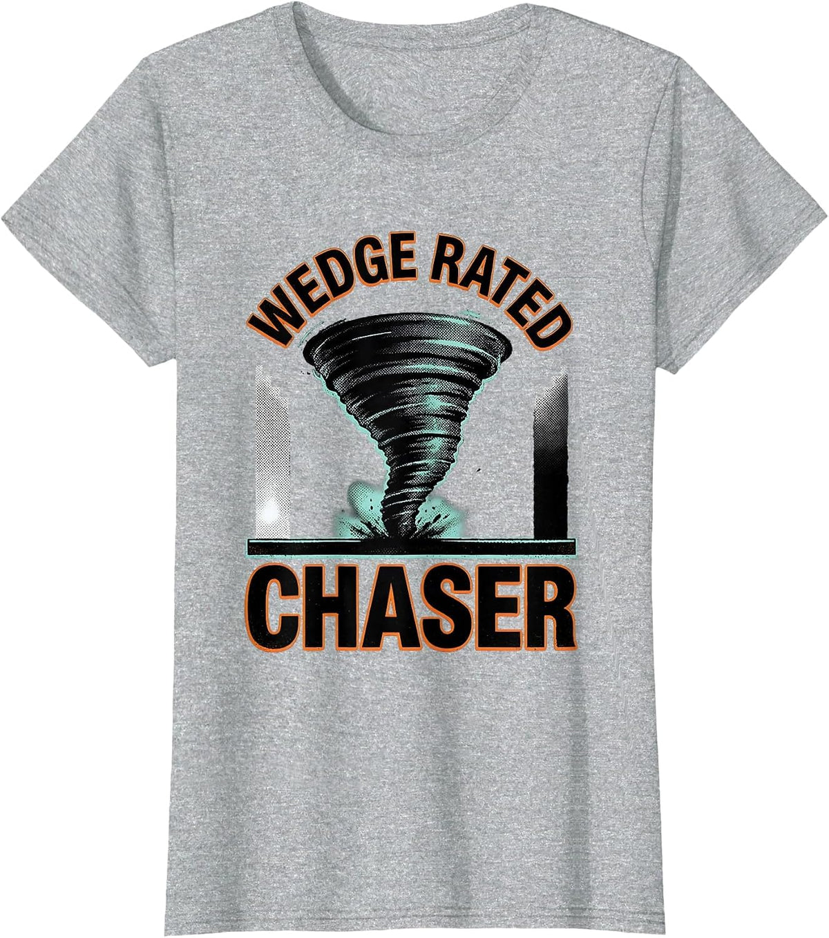 Women's Wedge Rated Chaser Funny Storm Chaser Tornado Enthusiast T-Shirt - Heather Grey
