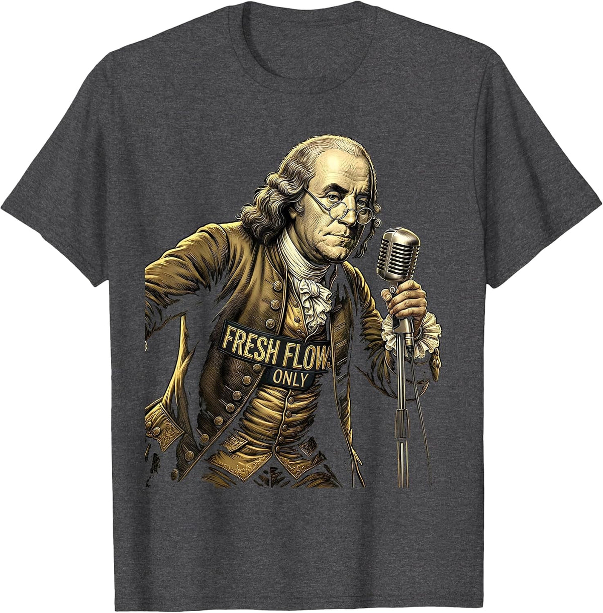 Fresh Flows Only Hip Hop Graphic Design T-Shirt - Dark Heather Grey