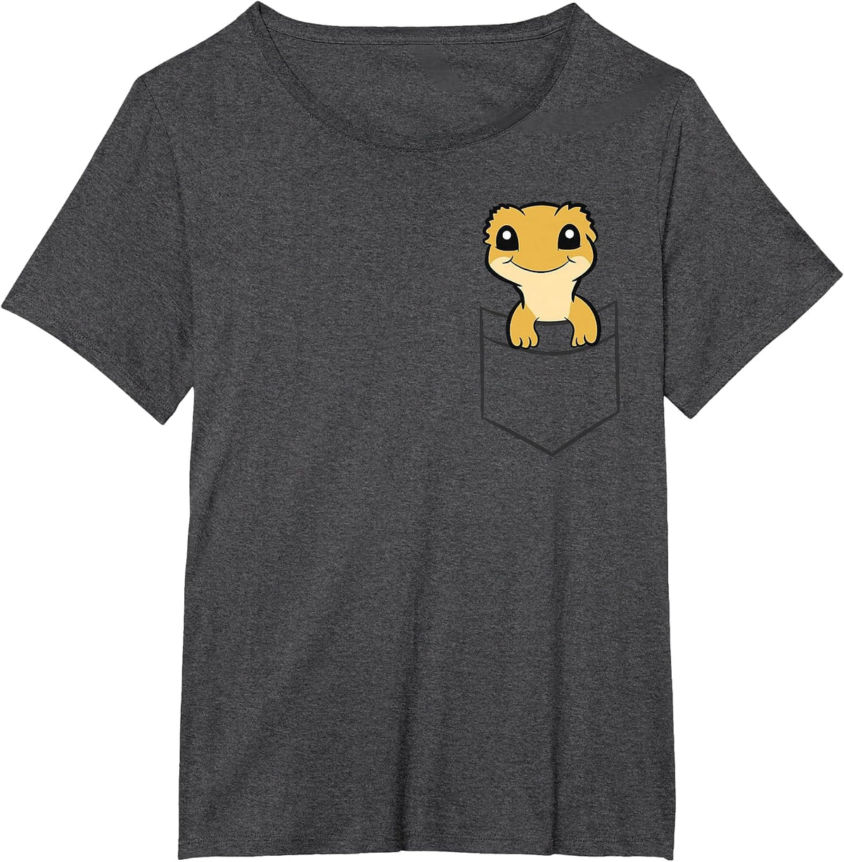 Crested Gecko in a Pocket Funny Pocket Crested Gecko T-Shirt - Dark Heather Grey