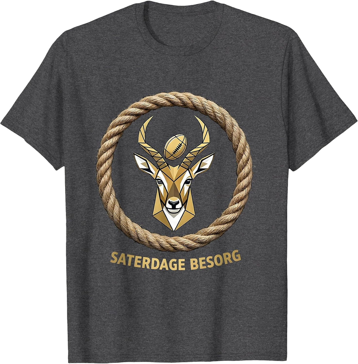 Saterdage Besorg Patriotic Rugby Fan South African Pride T-Shirt - Dark Heather Grey