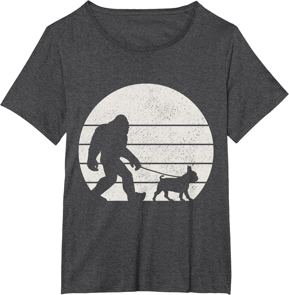 Bigfoot Walking French Bulldog Funny Dog Frenchie Mom Dad T-Shirt - Dark Heather Grey