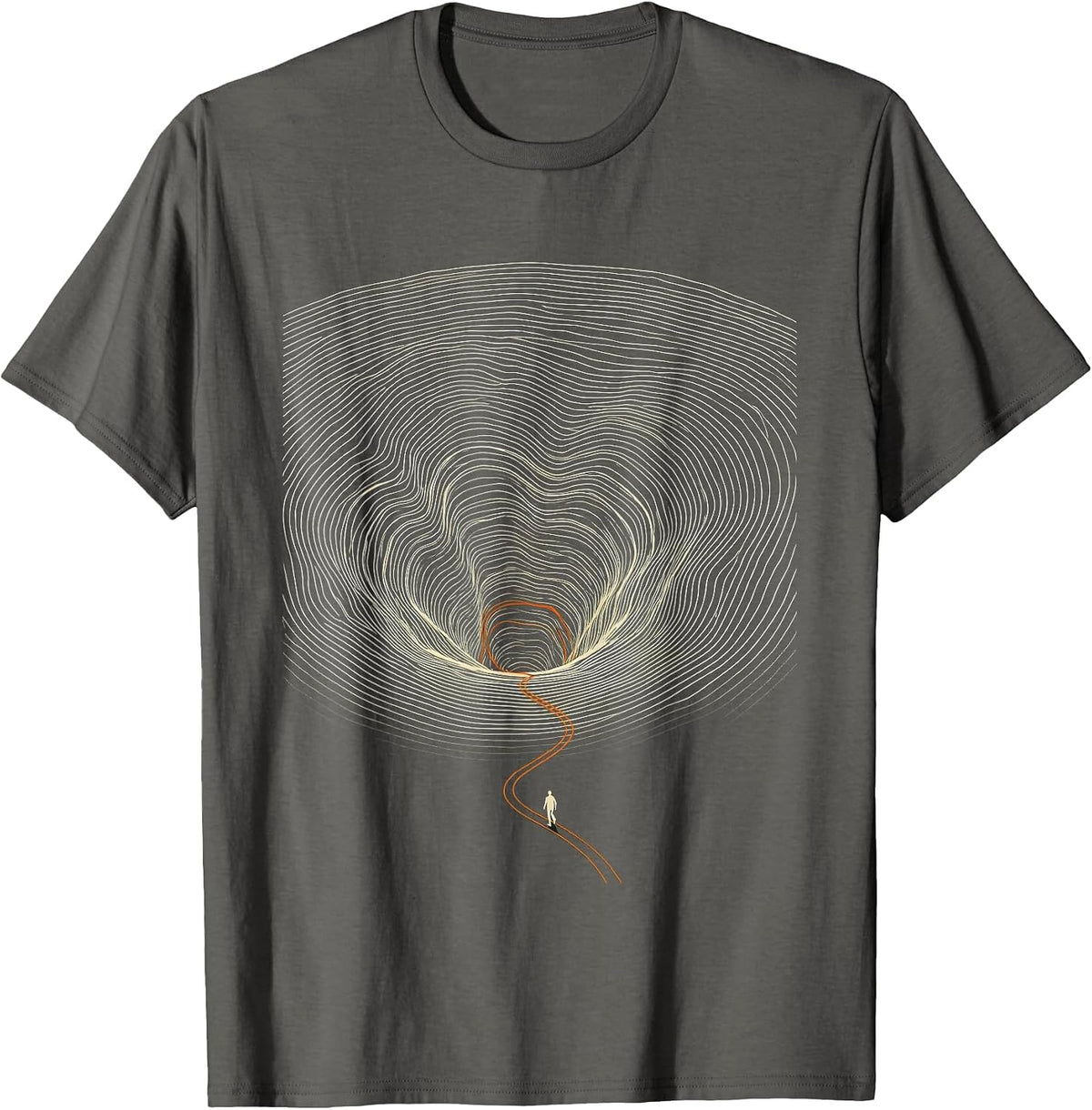 Tornado Contour Path Storm Chaser Enthusiast Humor T-Shirt - Asphalt Grey